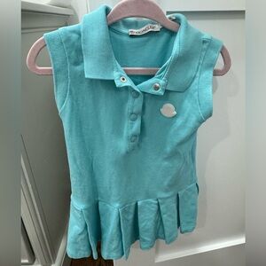 Moncler Baby Girls Sleeveless Polo Dress in Turquoise